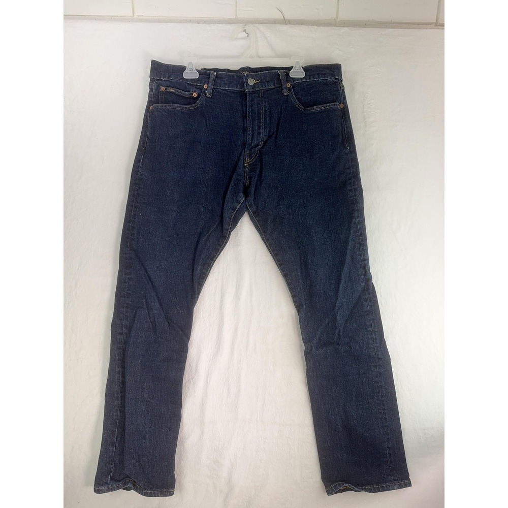 Polo Ralph Lauren Jeans Mens 38x32‎ Blue Dark Wash Arick Slim Straight Denim